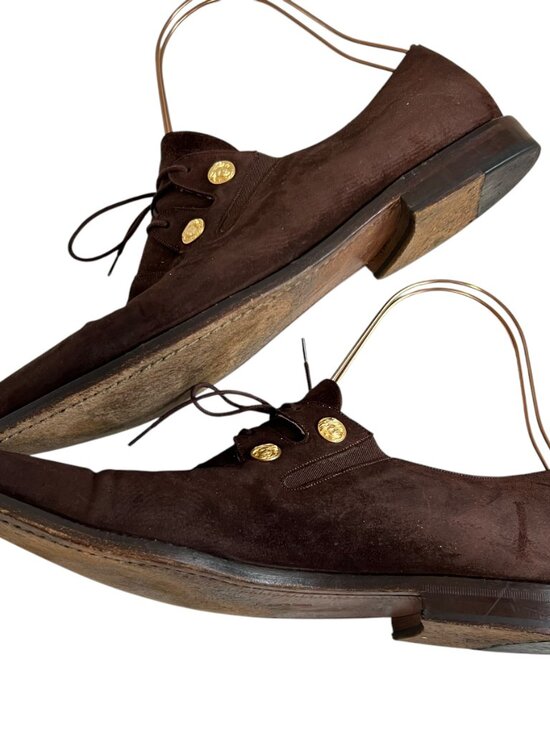 Mezlan dress shoes chocolate brown suede gold coin lace up mens 12 main image 7